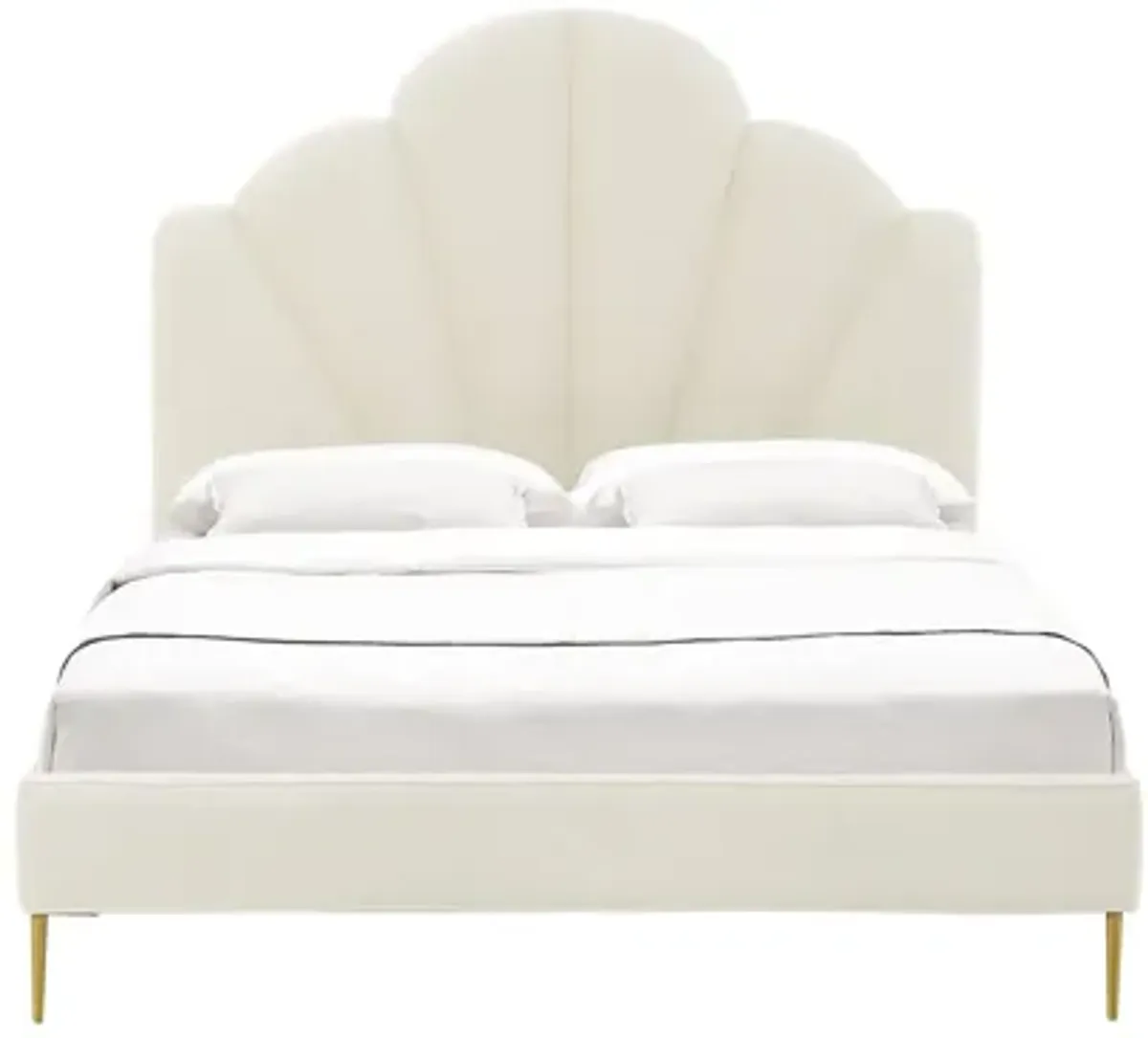 Bianca Cream Velvet Bed in Queen