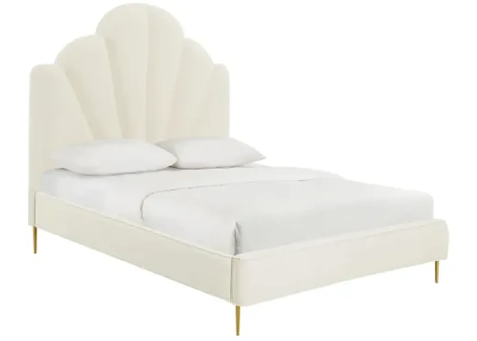 Bianca Cream Velvet Bed in Queen