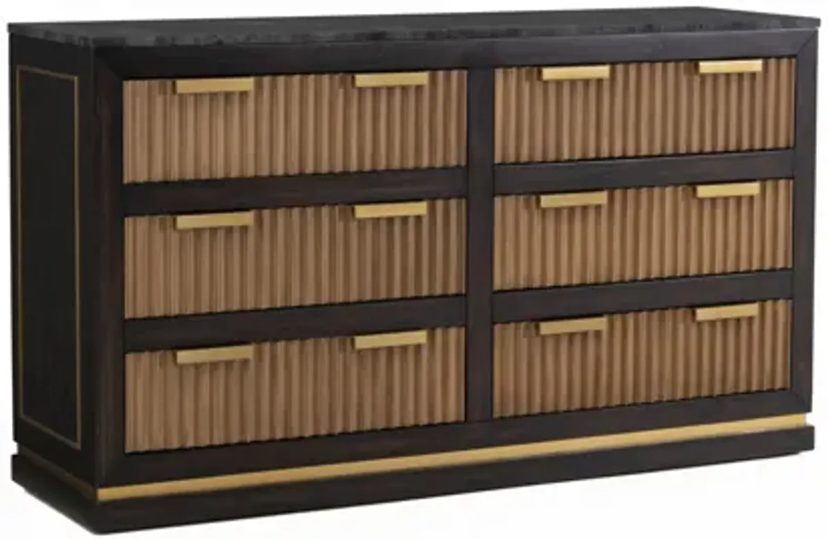 Brooke Espresso Walnut 6 Drawer Dresser