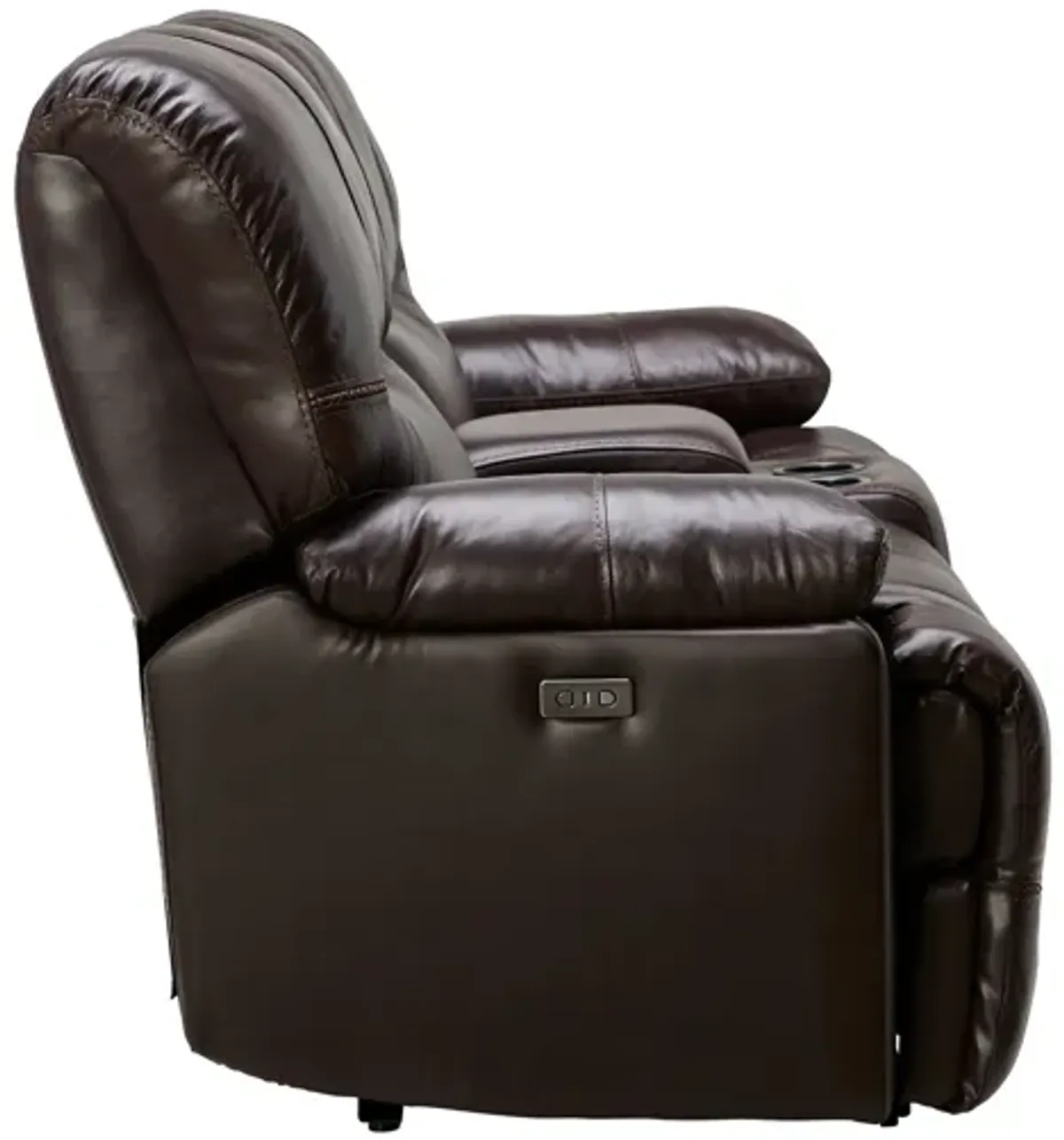 Ezra Leather Power Reclining Console Loveseat