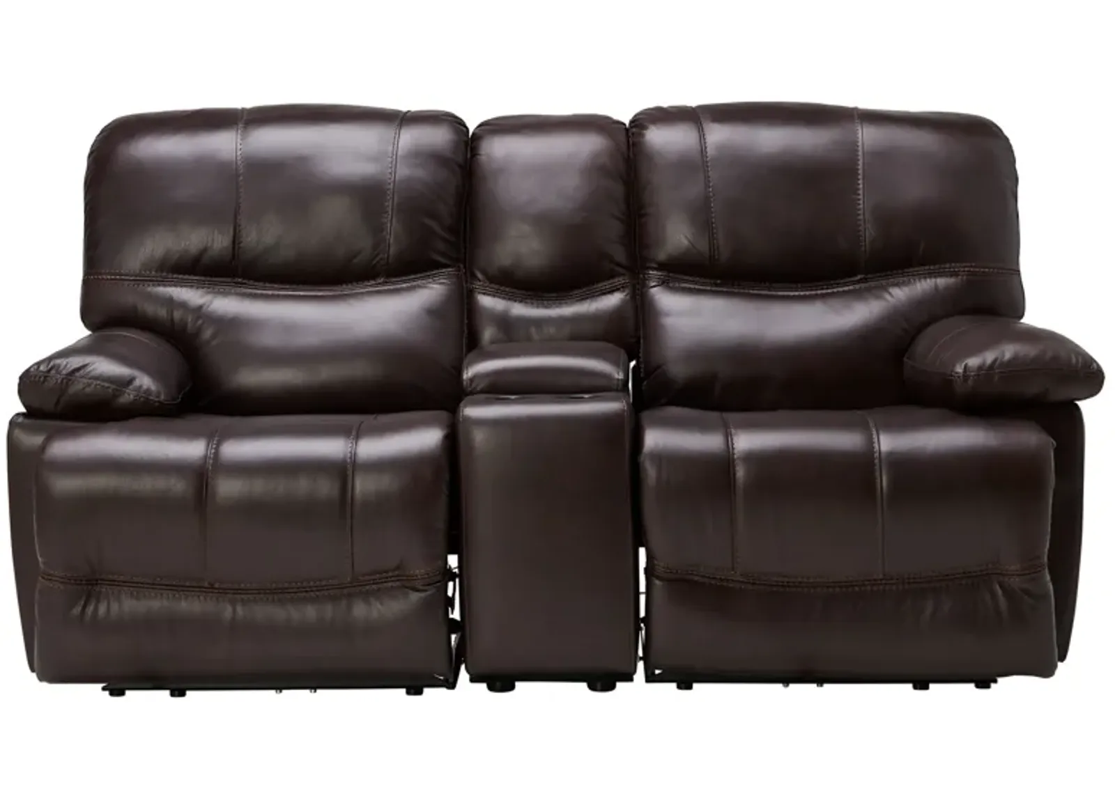 Ezra Leather Power Reclining Console Loveseat