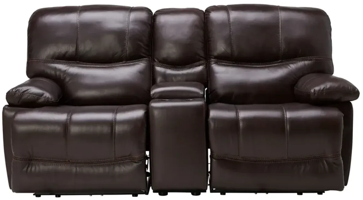 Ezra Leather Power Reclining Console Loveseat