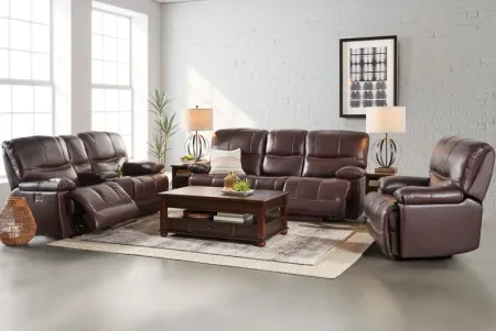 Ezra Leather Power Reclining Sofa