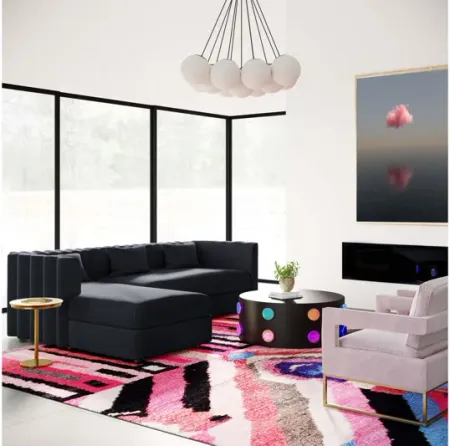 Callie Black Velvet Sectional with Left Arm Facing Chaise