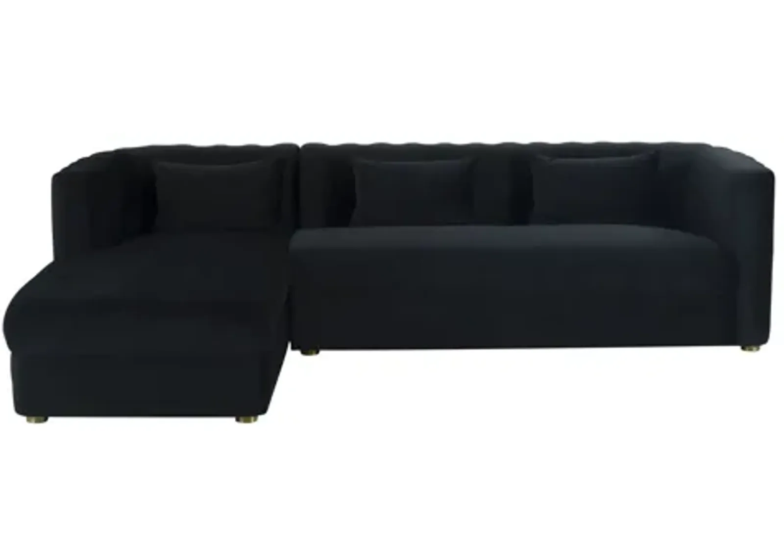 Callie Black Velvet Sectional with Left Arm Facing Chaise