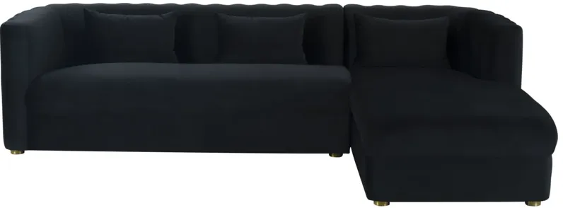 Callie Black Velvet Sectional with Right Arm Facing Chaise