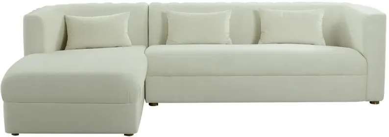 Callie Cream Velvet Sectional with Left Arm Facing Chaise