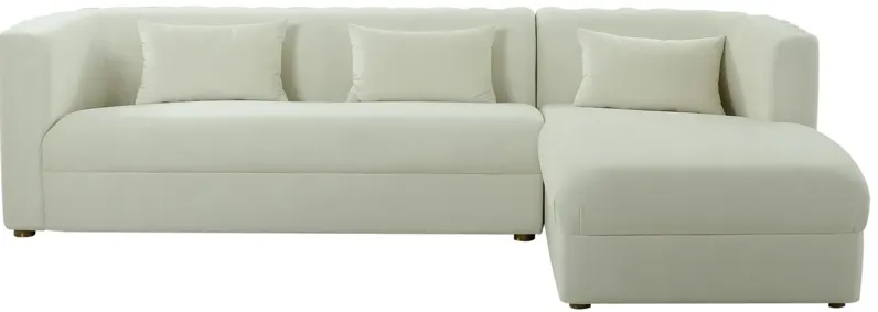Callie Cream Velvet Sectional with Right Arm Facing Chaise