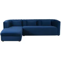 Callie Navy Velvet Sectional with Left Arm Facing Chaise