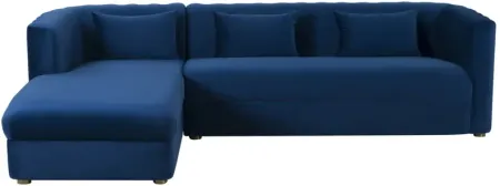 Callie Navy Velvet Sectional with Left Arm Facing Chaise