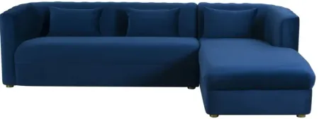 Callie Navy Velvet Sectional with Right Arm Facing Chaise