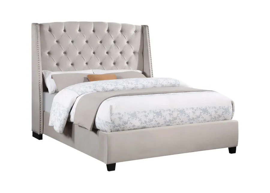 Kayla Queen Grey Upholstered Bed