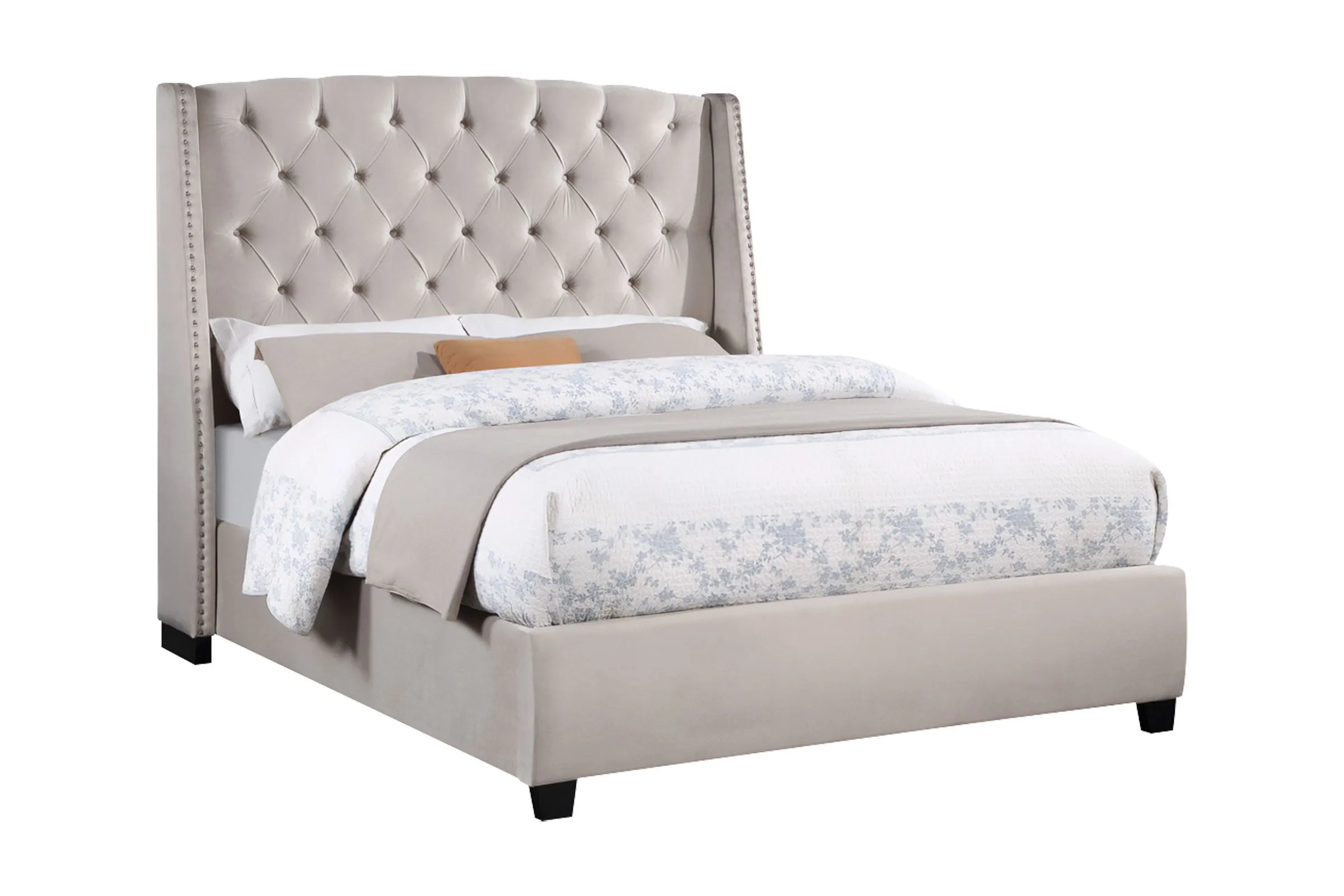 Kayla Queen Grey Upholstered Bed