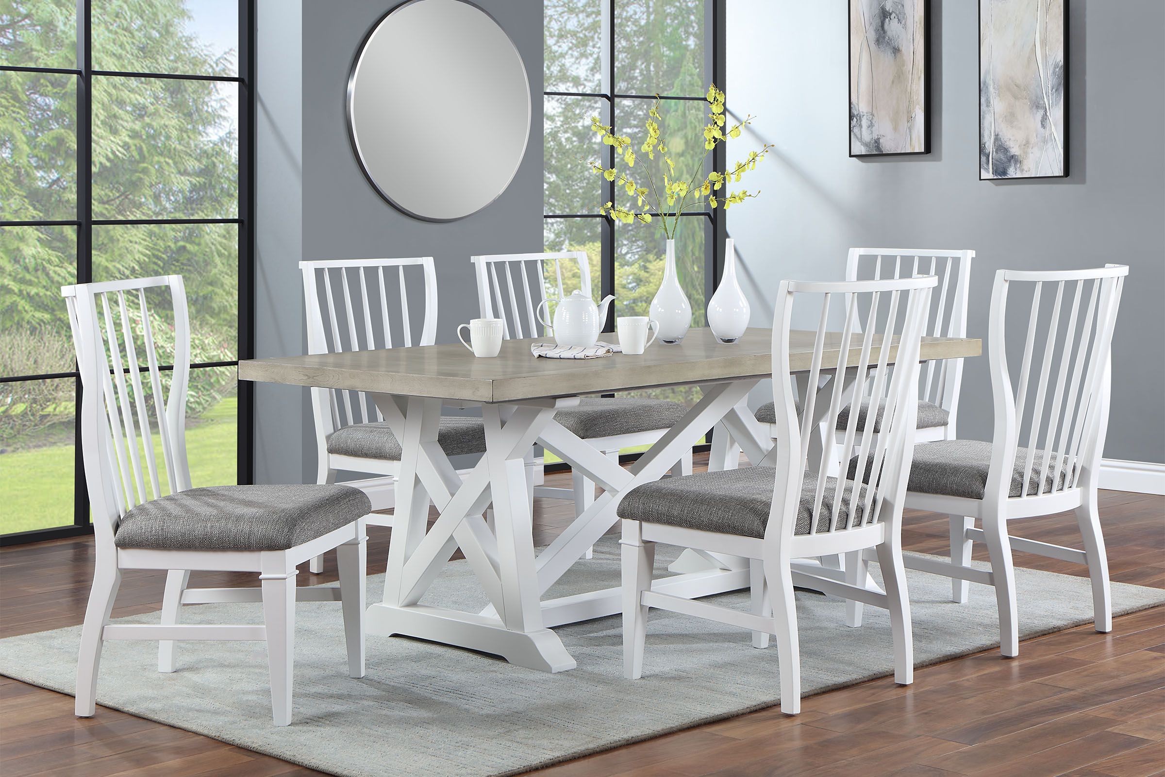 Haven White Dining Table + 6 Chairs