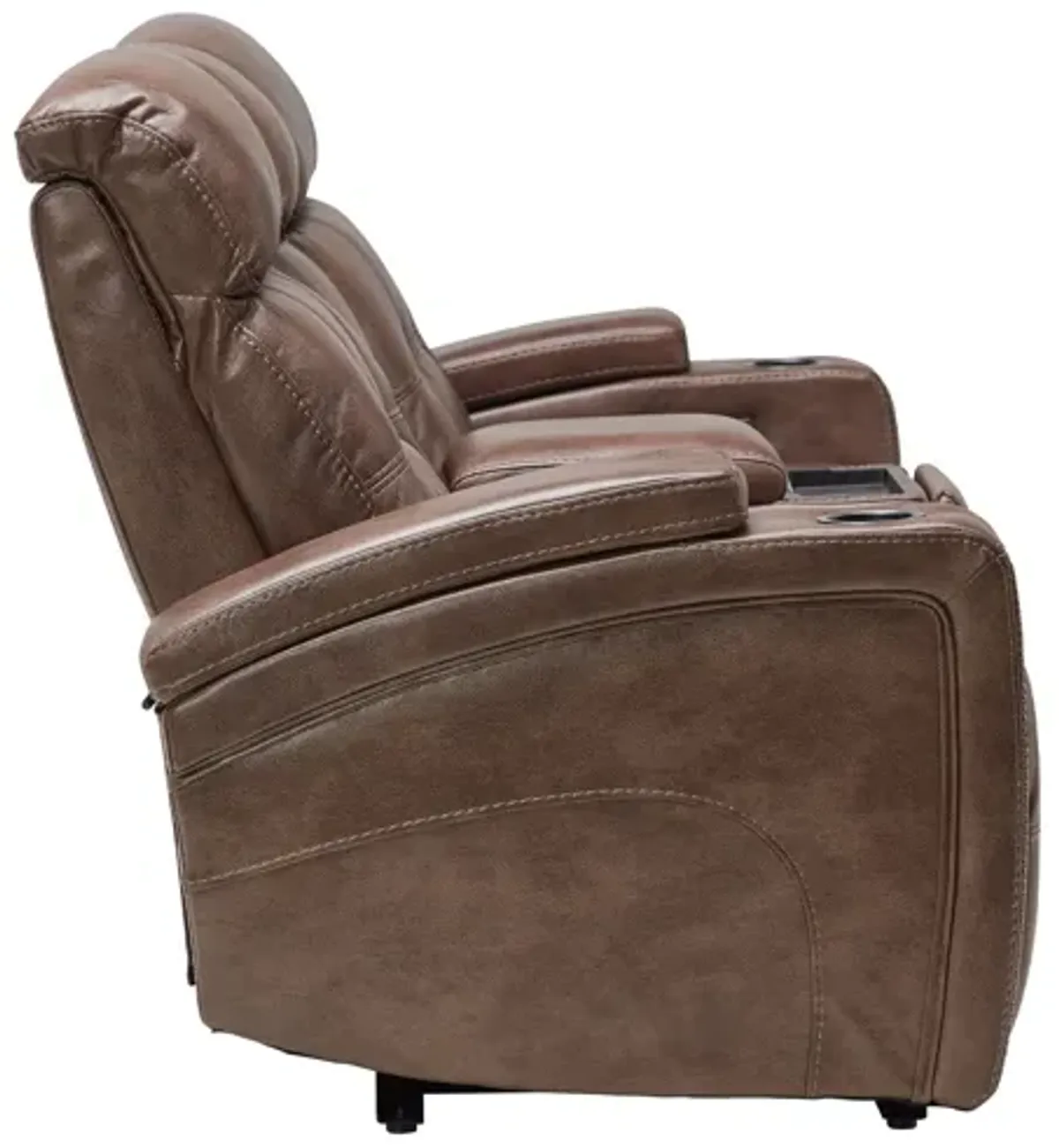 Astro Brown Dual Power Reclining Console Loveseat