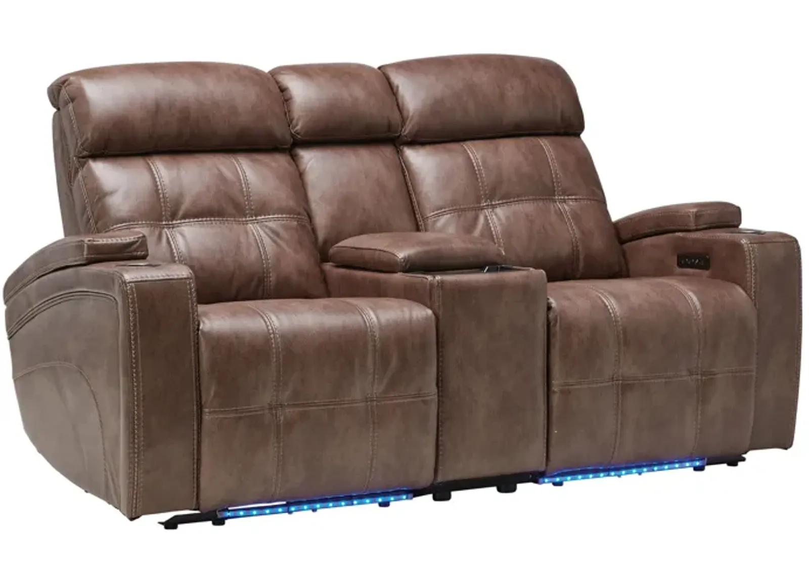 Astro Brown Dual Power Reclining Console Loveseat