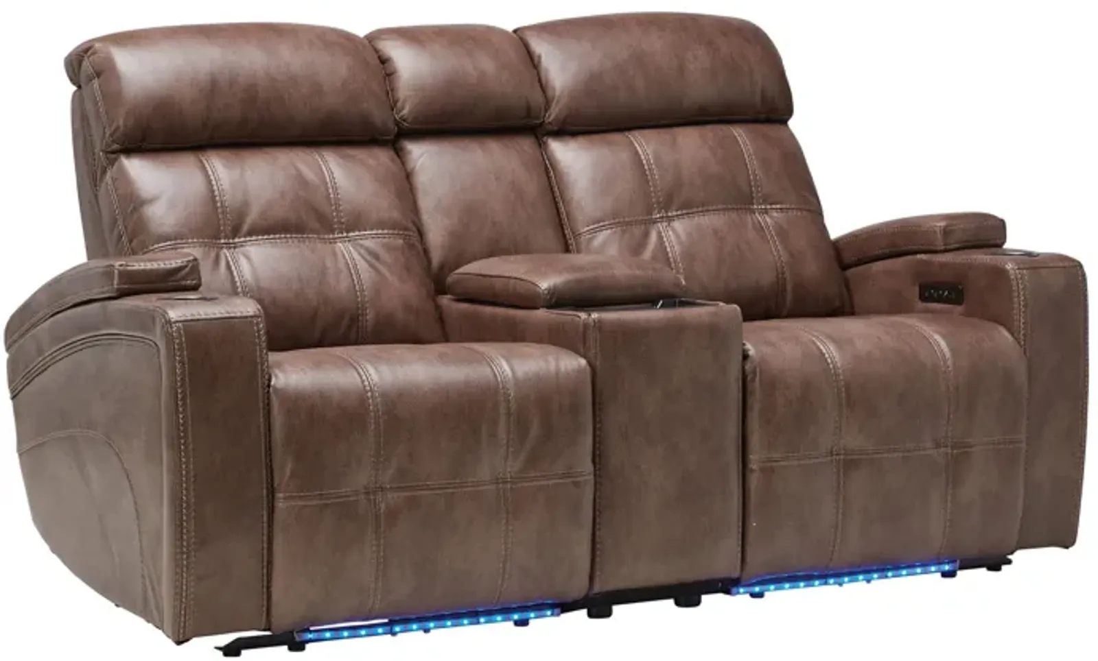 Astro Brown Dual Power Reclining Console Loveseat