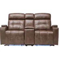 Astro Brown Dual Power Reclining Console Loveseat