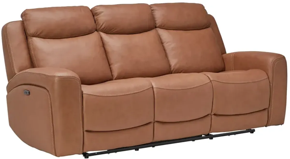 Knox Brown Dual Power Leather Reclining Sofa