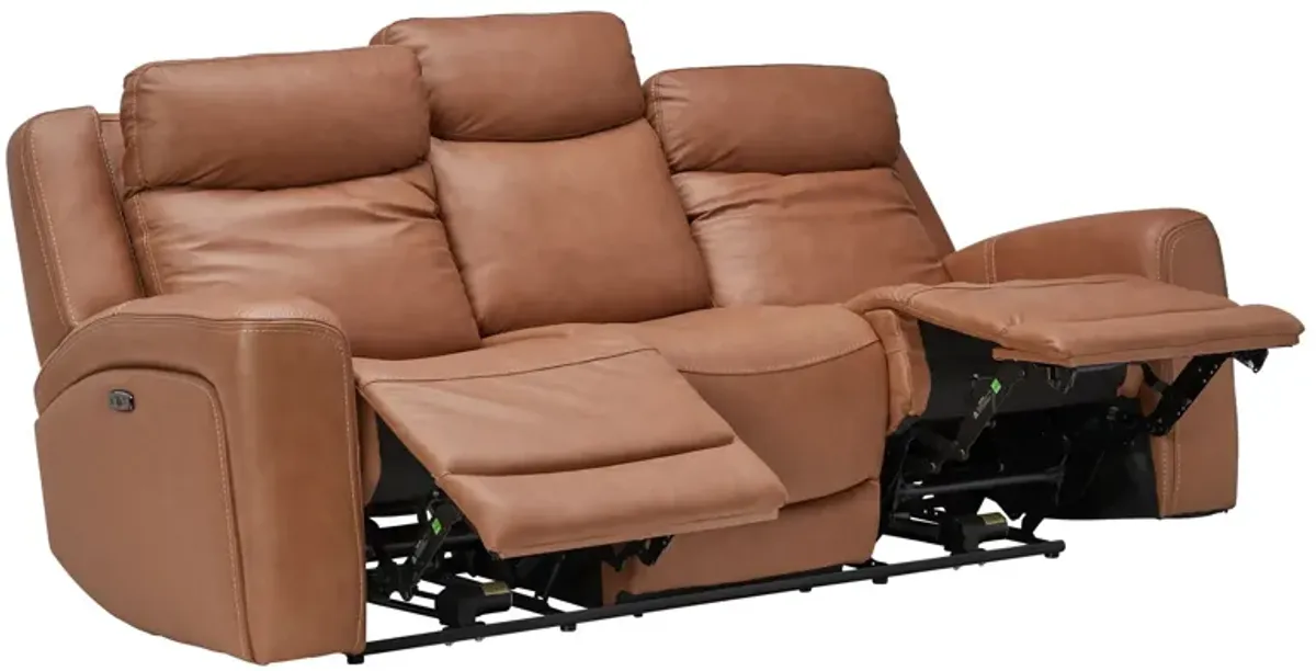 Knox Brown Dual Power Leather Reclining Sofa