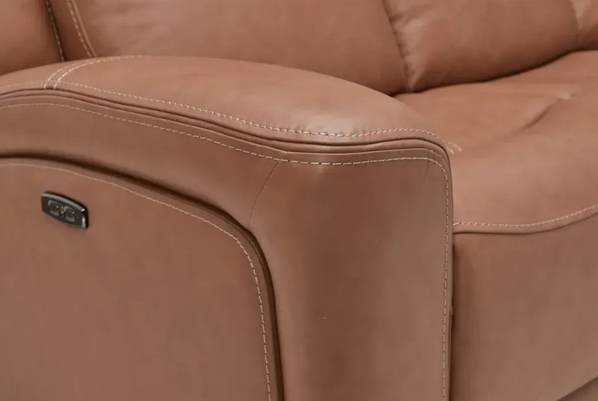 Knox Brown Dual Power Leather Reclining Sofa