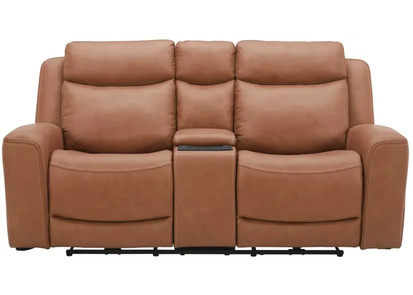 Knox Brown Dual Power Leather Reclining Console Loveseat