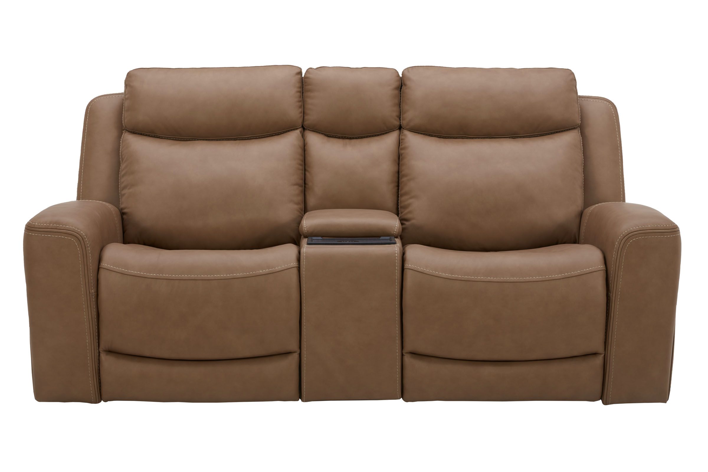 Knox Dual Power Leather Reclining Console Loveseat