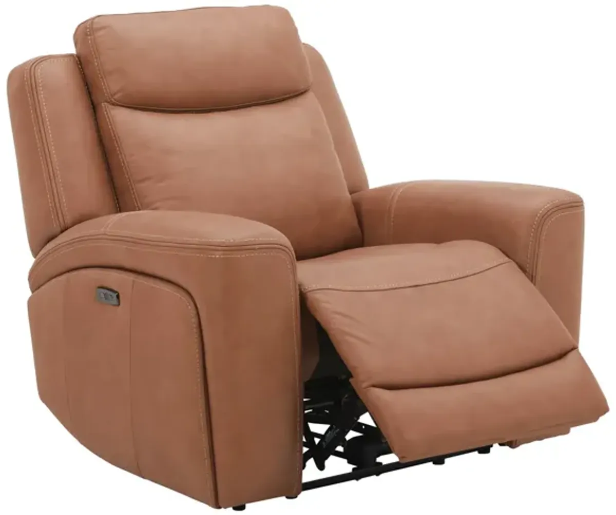 Knox Brown Dual Power Leather Recliner