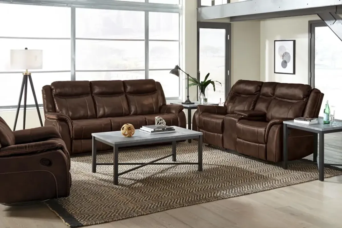 Avalon Chocolate Reclining Sofa with Drop Down Table