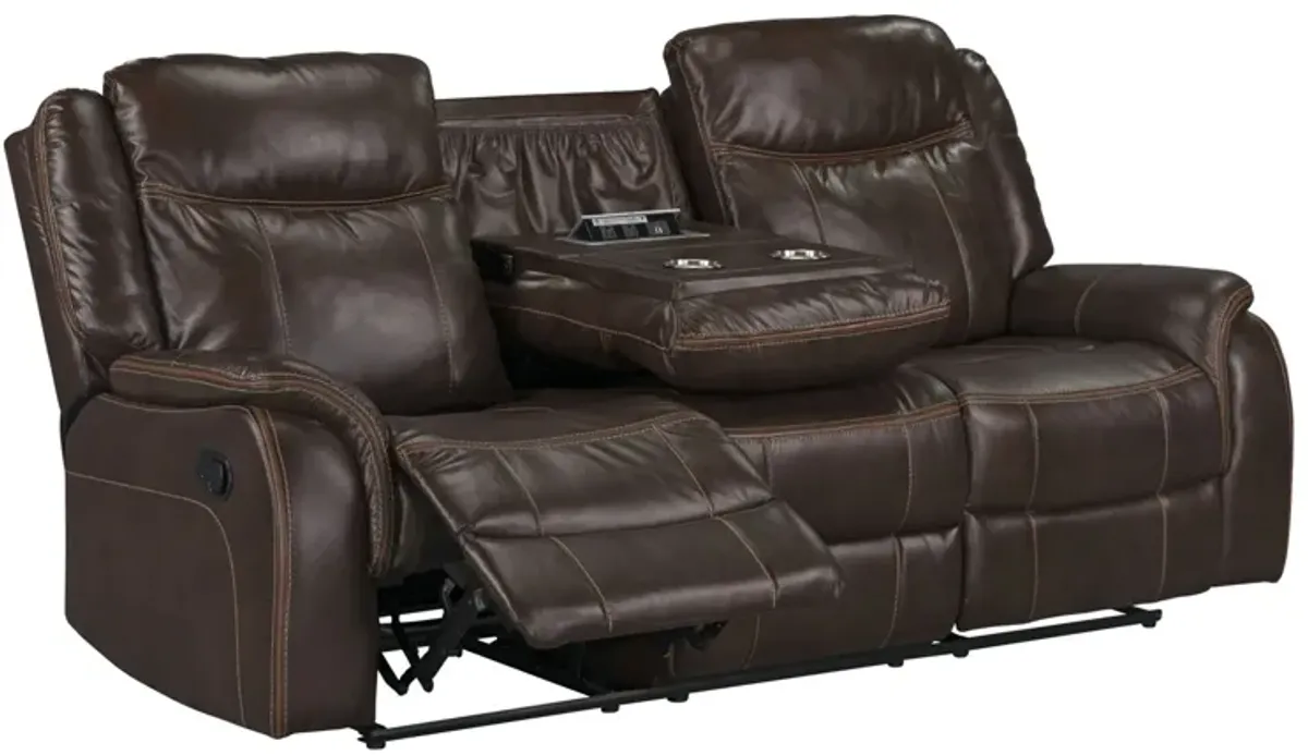 Avalon Chocolate Reclining Sofa with Drop Down Table