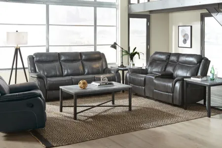 Avalon Charcoal Reclining Sofa with Drop Down Table