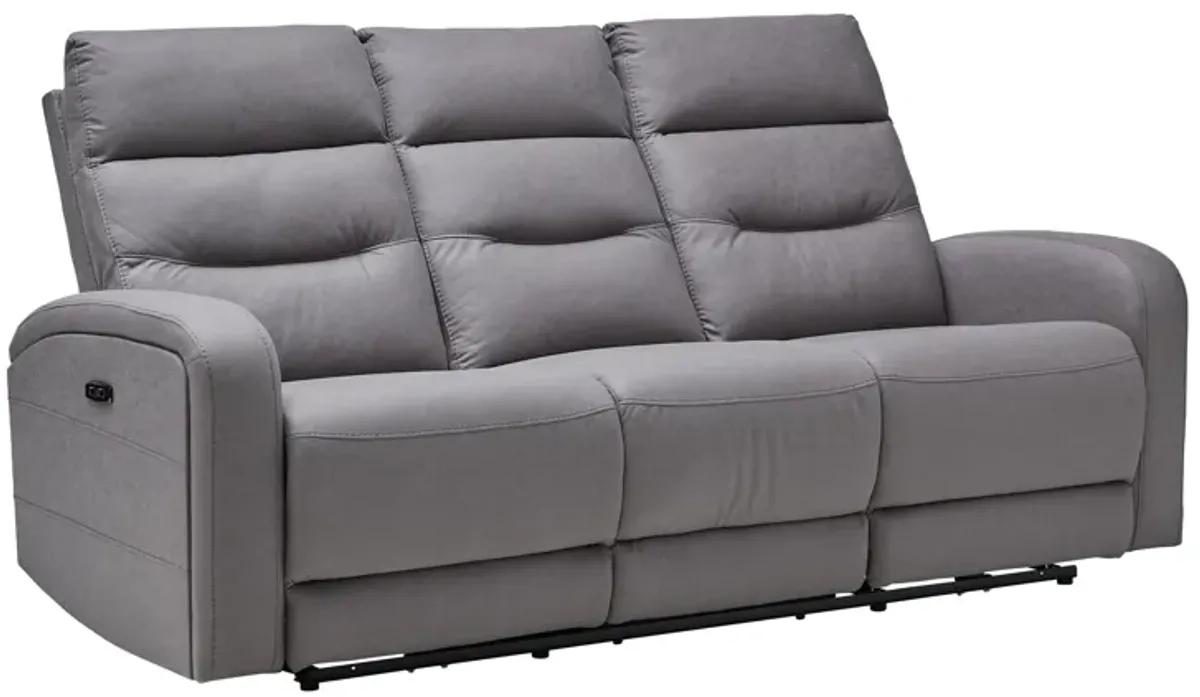 Virgo Slate Dual Power Reclining Sofa