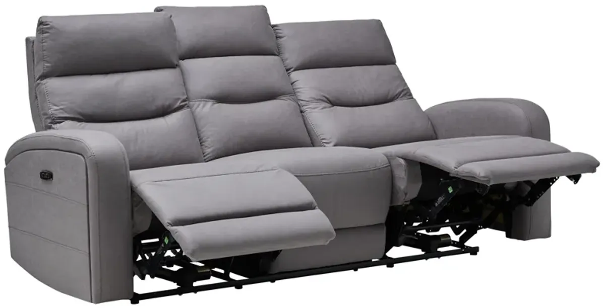 Virgo Slate Dual Power Reclining Sofa