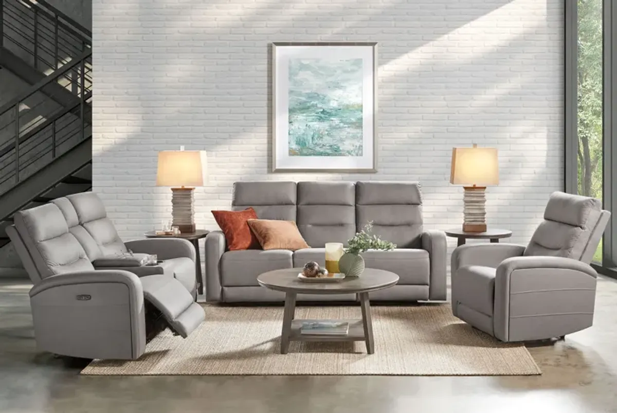 Virgo Slate Dual Power Reclining Sofa