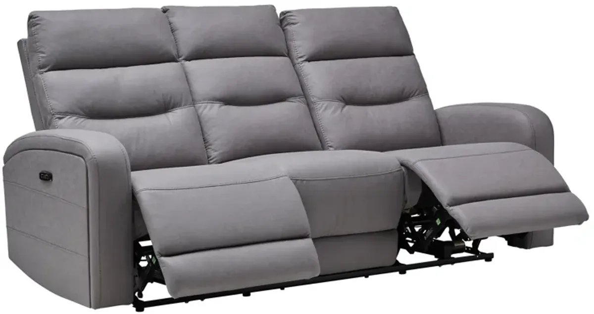 Virgo Slate Dual Power Reclining Sofa