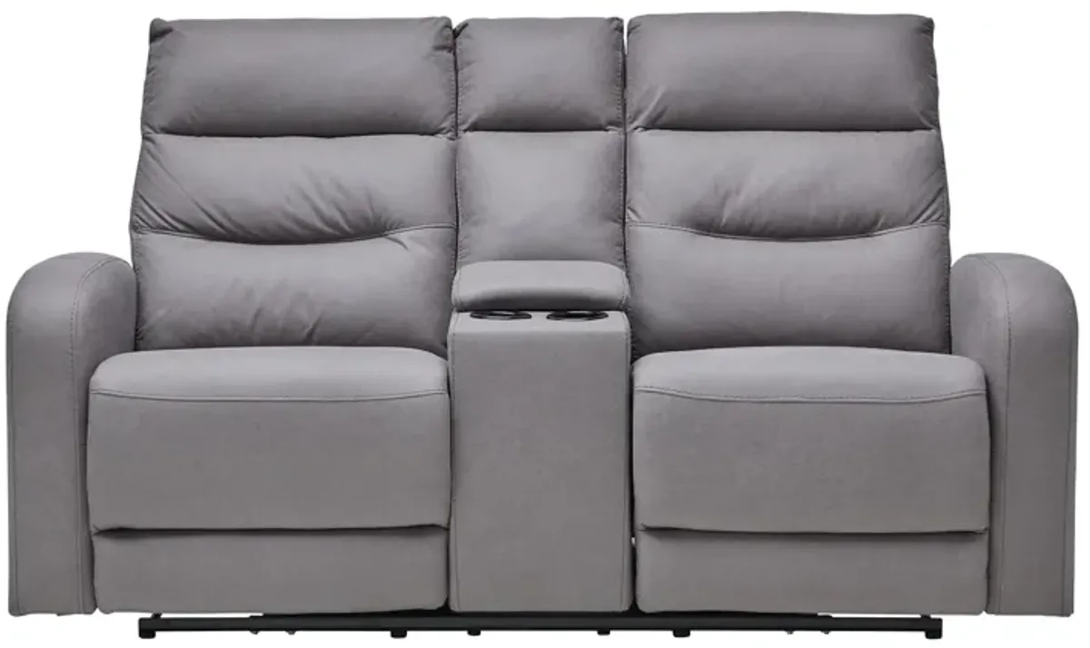 Virgo Slate Dual Power Reclining Console Loveseat