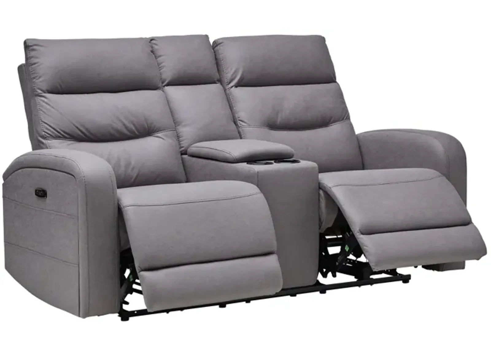 Virgo Slate Dual Power Reclining Console Loveseat