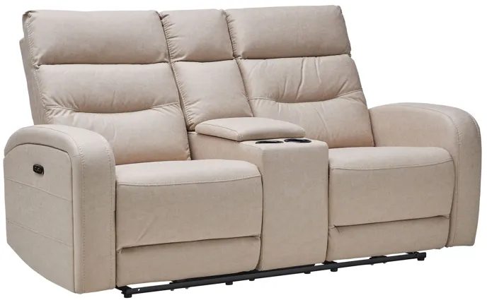 Virgo Sand Dual Power Reclining Console Loveseat