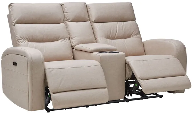 Virgo Sand Dual Power Reclining Console Loveseat