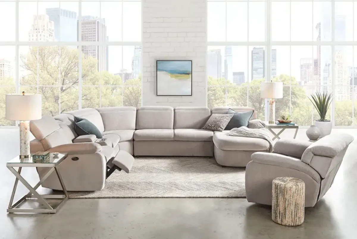 Arc Dove 6-Piece Power Reclining Sectional with Right Arm Facing Chaise