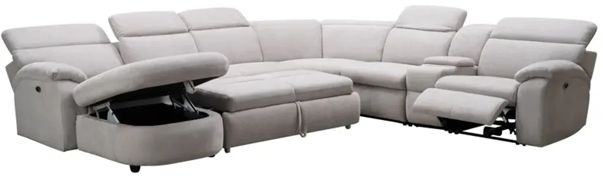 Arc Dove 6-Piece Power Reclining Sectional with Left Arm Facing Chaise