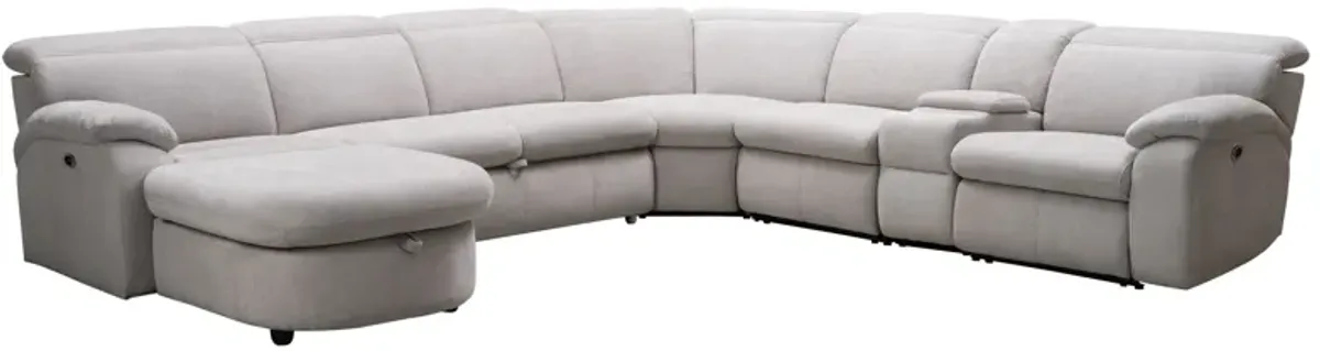 Arc Dove 6-Piece Power Reclining Sectional with Left Arm Facing Chaise