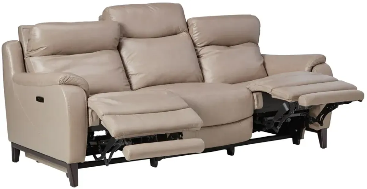 Marco Sand Dual Power Reclining Leather Sofa