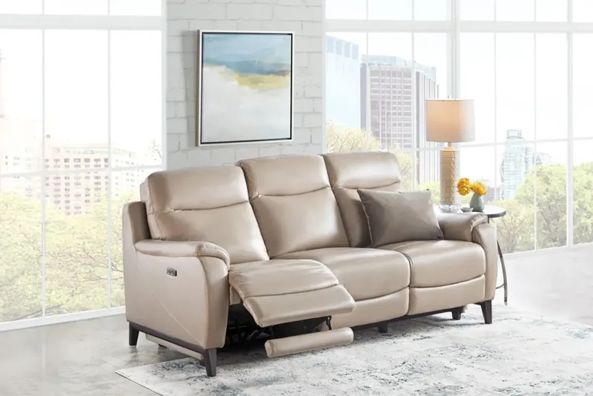 Marco Sand Dual Power Reclining Leather Sofa