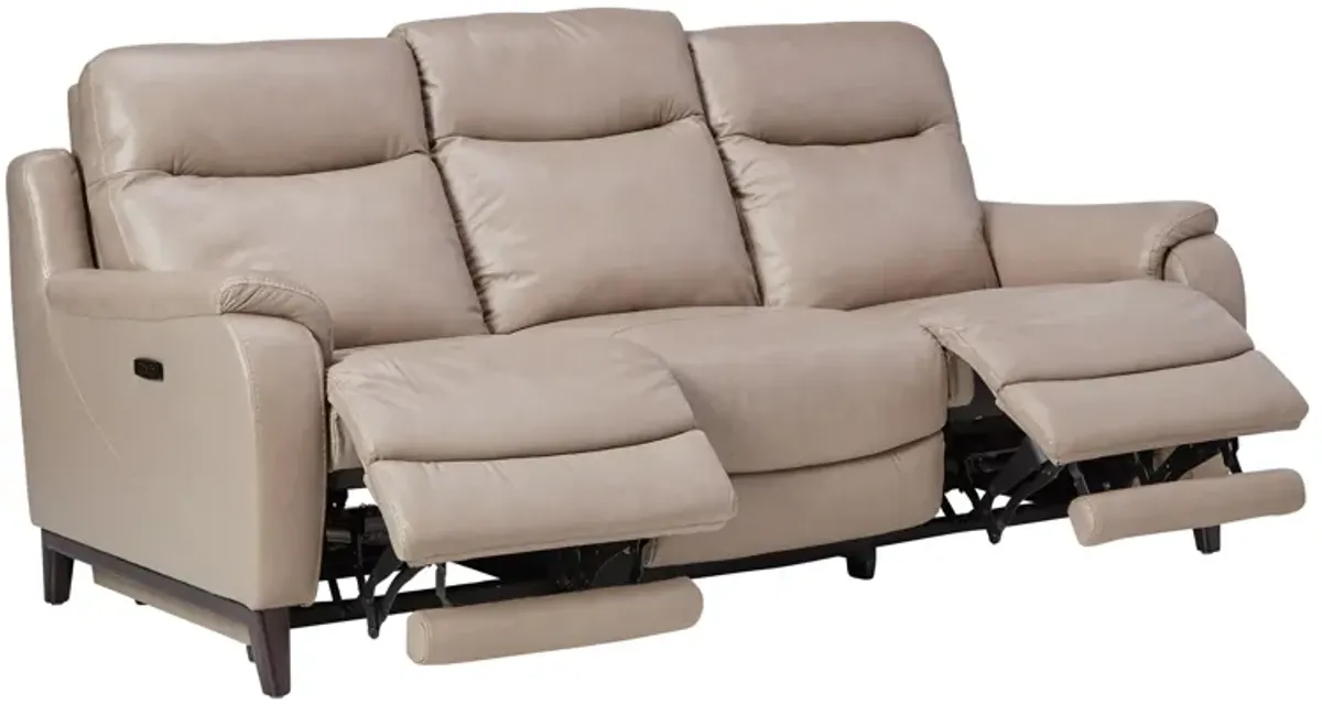 Marco Sand Dual Power Reclining Leather Sofa