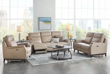 Marco Sand Dual Power Reclining Leather Loveseat