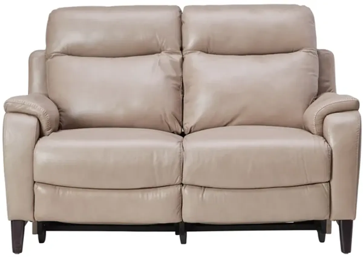 Marco Sand Dual Power Reclining Leather Loveseat