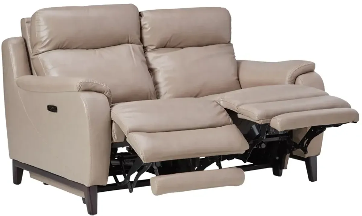 Marco Sand Dual Power Reclining Leather Loveseat