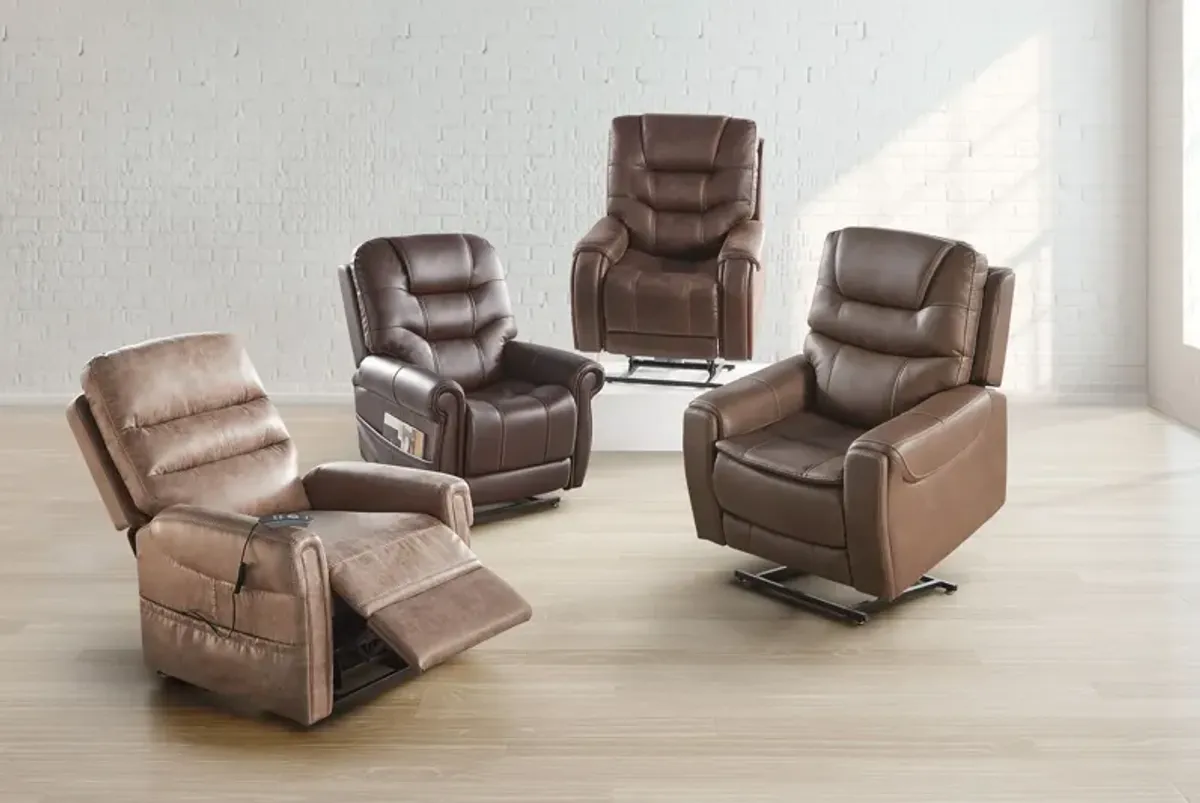 Flint Beige Power Reclining Lift Chair with Heat & Massage