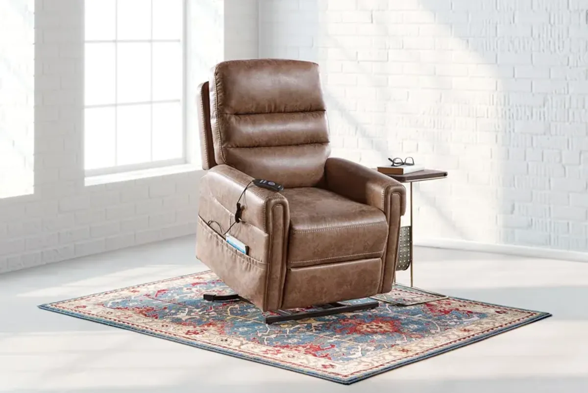 Flint Beige Power Reclining Lift Chair with Heat & Massage